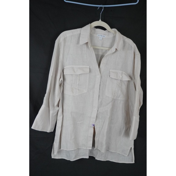 James Perse Tops - Standard James Perse Womens 100 % Linen Button Up Shirt Oatmeal Beige Size 4